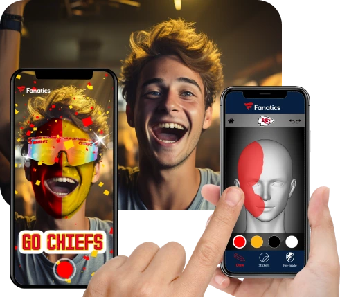 Augmented reality face filter demo on two phones